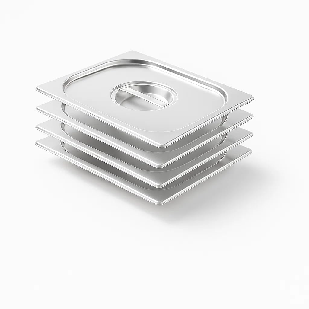 Lot de 4 Couvercles Gastronorme GN 1/2 en Inox 201 – Accessoires Professionnels pour Bacs Gastro, Cuisine, Restauration et Hôtel