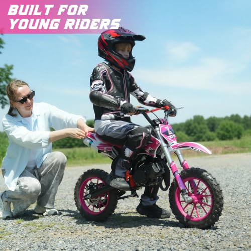 50cc Kids Dirt Bike, 2-Stroke Gas Powered Mini Dirt Bike for Kids 8–14, Off-Road Gas Dirt Bike with Disc Brakes, 2.50-10 Tires, Pull Start - Image 2
