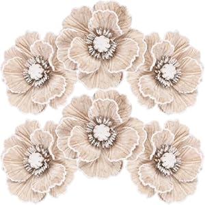 Sea Team 12-Pack Artificial Christmas Flower Ornaments, Flocked Fabric Magnolia with Glitter, Floral Decorations for Christmas Tree, Wreath, Garland, 6.3-Inch, Champagne Sea Team 12 Pack Artificial Christmas Flower Ornaments Flocked Fabric Magnolia with Glitter Floral Decorations for Christmas Tree Wreath Garland 63 Inch Champagne