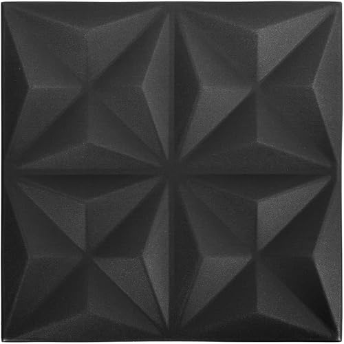 Miniatura 4 de Paneles de pared 3D, 12 piezas de 19.7 x 19.7 pulgadas, color negro origami, 32.3 pies cuadrados, paneles de pared de 2.2 libras