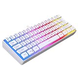 DGG 60% Wired Gaming Keyboard, Pudding Keycaps with Translucent Layer, RGB Backlit Ultra-Compact Small Keyboard, Waterproof Mini Compact 61 Keys Keyboard for PC/Mac Gamer, Typist, Travel, White
