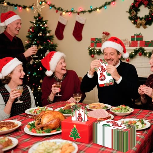 Christmas Paper Napkins,3 Ply Christmas Napkins Disposable Red White Green Dinner napkins Xmas Table Decorative,Guest Hand Towel for Bathroom Home Kitchen christmas Holiday(80 Pcs) – Image 5