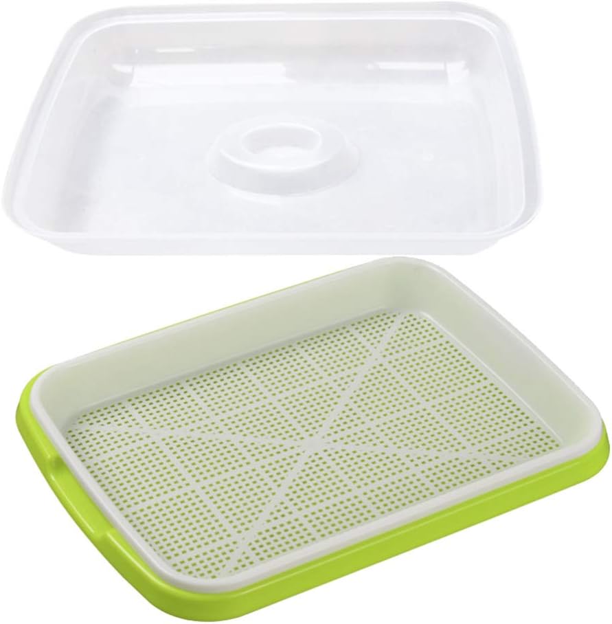 Cabilock 2 pcs Seedling Trays Seed Germination Tray Seed Sprouter Tray Sprouting Kit for Wheatgrass Soybean Mung Hydroponics Nursery Planting