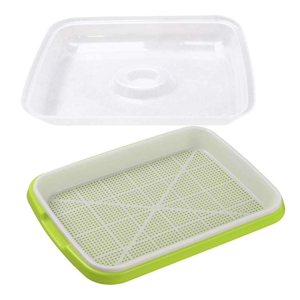 Cabilock 2 pcs Seedling Trays Seed Germination Tray Seed Sprouter Tray Sprouting Kit for Wheatgrass Soybean Mung Hydroponics Nursery Planting