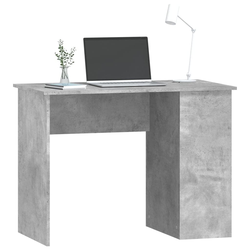 Scrivania Porta PC Grigio Cemento 100x55x75cm Legno Multistrato | Mobile studio con due vani aperti per organizzare libri, documenti e accessori in ufficio o camera.