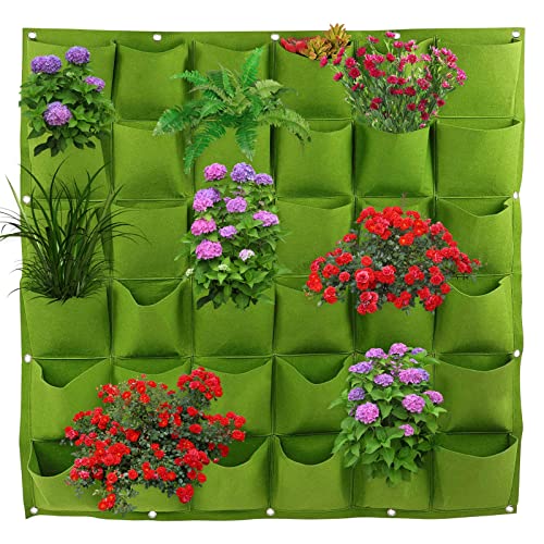 Bolsa Cultivo Bolsillo de Planta Colgante Vertical con 36 Bolsillos-para Jardin Vertical Cercado Jardin Huerto Interior Jardin Vertical Pared(Verde)