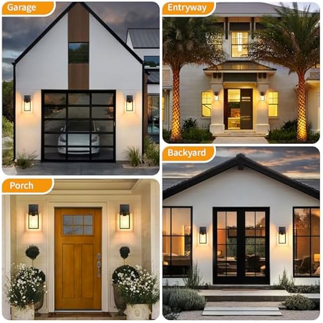 2 Pack Motion Sensor Outdoor Light Fixtures Wall Mount, H 10.24'' Small Front Porch Lights for House, Exterior Wall Sconce, Black Waterproof Lantern Lamp,Outside Coach Light for Garage Entryway Yard