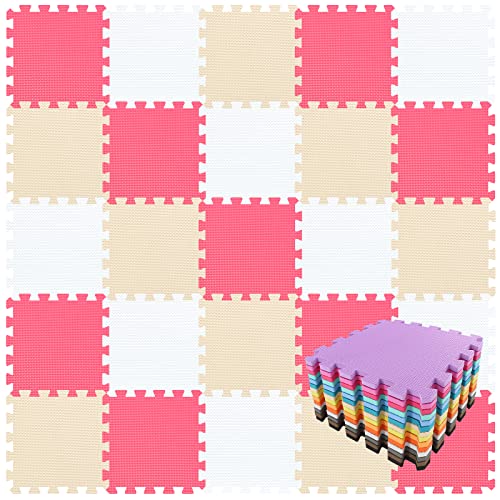 Preisvergleich Produktbild qqpp® 18 Puzzle Eva Schaumstoff Puzzlematte Puzzleteppich Kinder - Krabbelmatte Spielmatte Baby Schadstofffrei Sport rutschfest Bodenschutzmatte Fitness Matte. Weiß, Rot, Beige. QQC-AIJb18N
