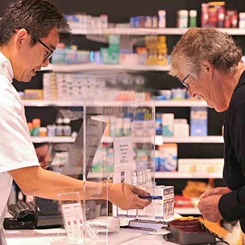 VITRE ECRAN Protection PLEXIGLASS Transparent COMPTOIR 65X65CM Accueil RÉCEPTION Separation LATÉRALE Bouclier HYGIAPHONE A02
