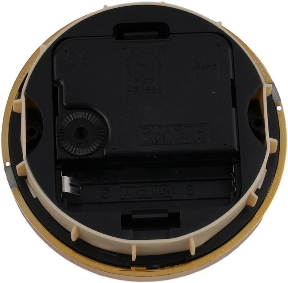 90mm Quartz Clock Insert with Arabic Numerals and Clear Lens, Gold Trim DIY Clock Movement Replacement for Wall Clock Repair and Crafting Projects