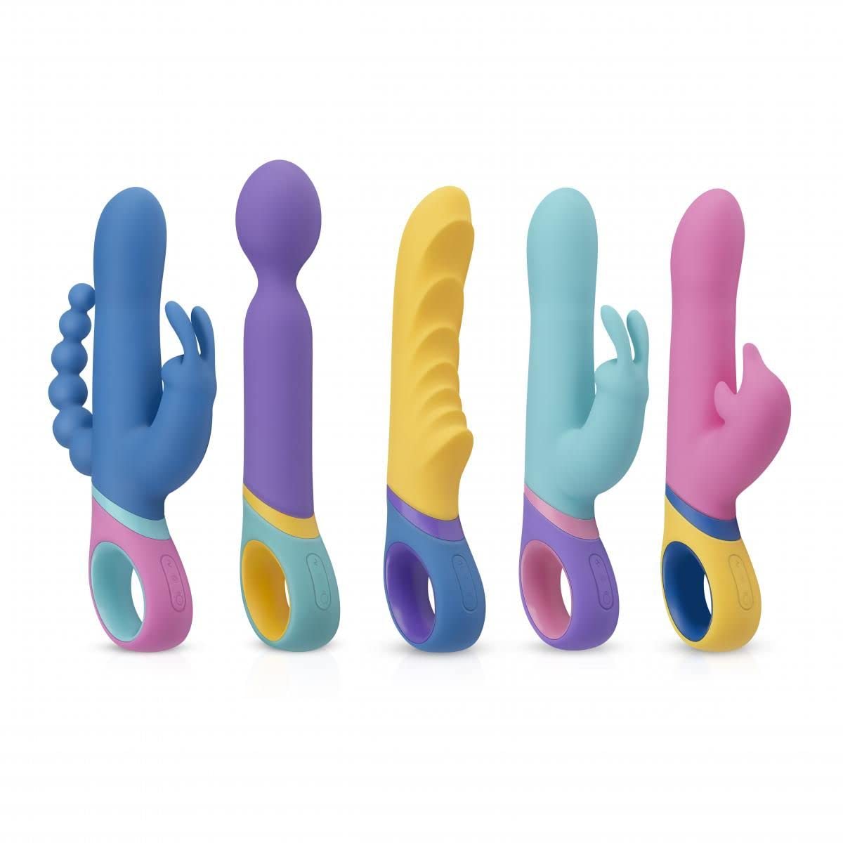 Doble Vibrator Vice – Estimulación Anal, Vaginal y Clítoris – Vibrador Conejo para Mujer con Bolas Anales – Azul/Rosado