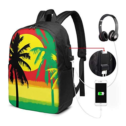 Preisvergleich Produktbild Rasta Palm Tree Unisex Rucksack mit USB-Ladeanschluss