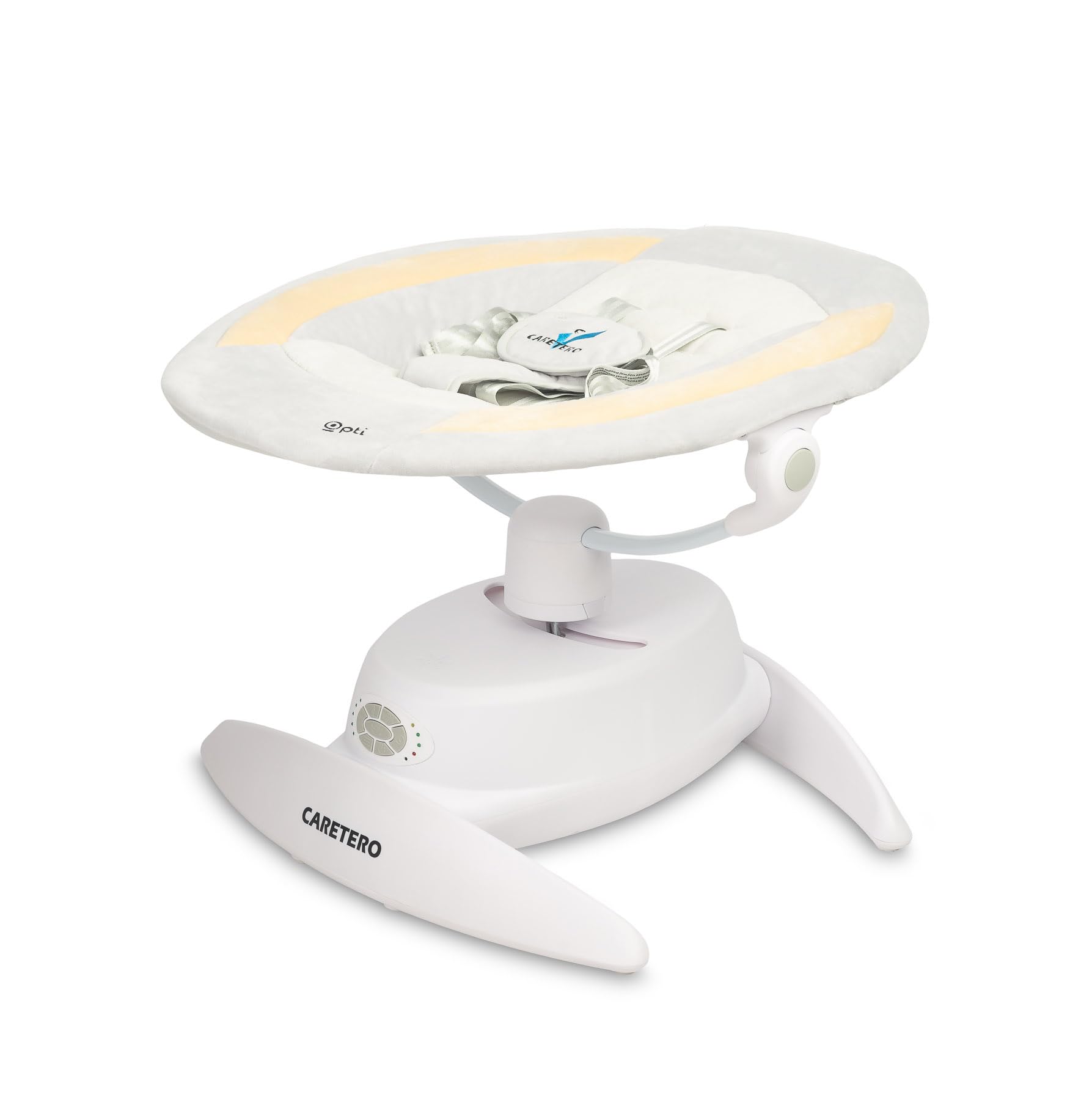 CARETERO - Babywippe Elektrisch Opti - Baby Schaukel Elektronisch mit DREI Funktionsmodi - 360 Grad - Moskitonetz - Intuitives Bedienfeld - 360 Grad Drehung - Einstellung Liegeposition - Beige