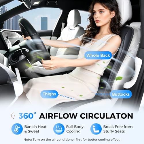 Image of Coverado Cooling Car Seat Cover, 12V-24V Ventilated Front Seat Cushion for Car, 3-Speed Adjustable Seat Cover for Summer Driving Seat, Universal Fit for Car SUV Truck Van