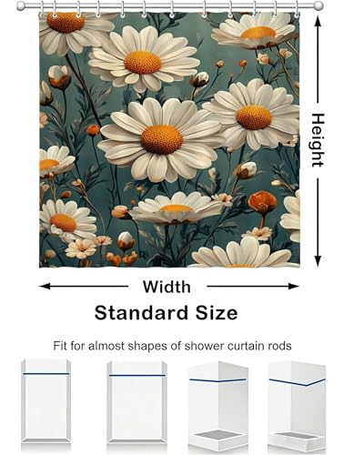 Rideau de douche imperméable et séchage rapide en polyester lavable fleur - 5
