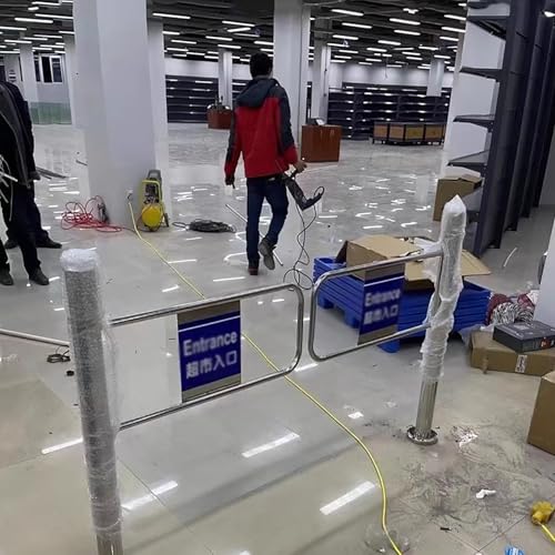 Puerta de tráfico unidireccional, puerta oscilante de rebote automático, puerta de salida peatonal abierta de 90°, entrada de supermercado de acero inoxidable, barrera de paso único de 63 pulgadas