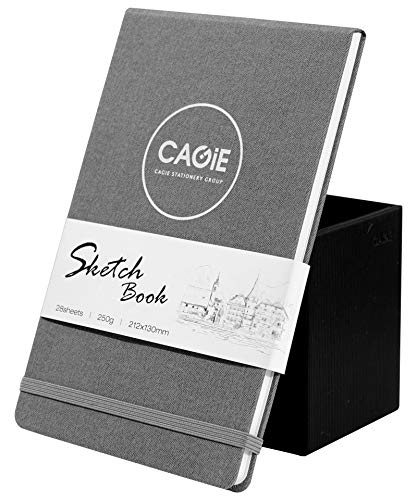 Watercolor Sketch Pads for Drawing,250gsm Art Paper,Leather Hard Cover Sketch Book,Personal Album. 5.2â€x8.5â€,Gray