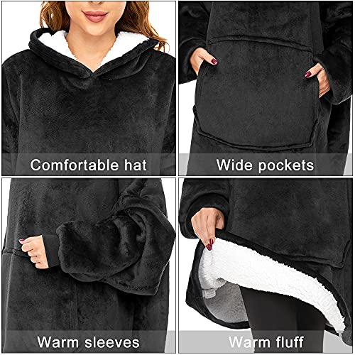 Gentlewarm übergroße Hoodie Sweatshirt mit Kapuze, Tragbare Decken Super Weich und bequem Flanell Oversized Hoodie Decke OneSize für Damen, Teenager mädchen