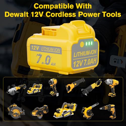 Image of Upgraded 2Pack 7.0Ah DCB120 Battery Replacement for Dewalt 12V Lithium-ion Battery Compatible with 12 Volt Max DCB120 DCB121 DCB123 DCB127 DCB122 DCB124 Cordless Power Tools