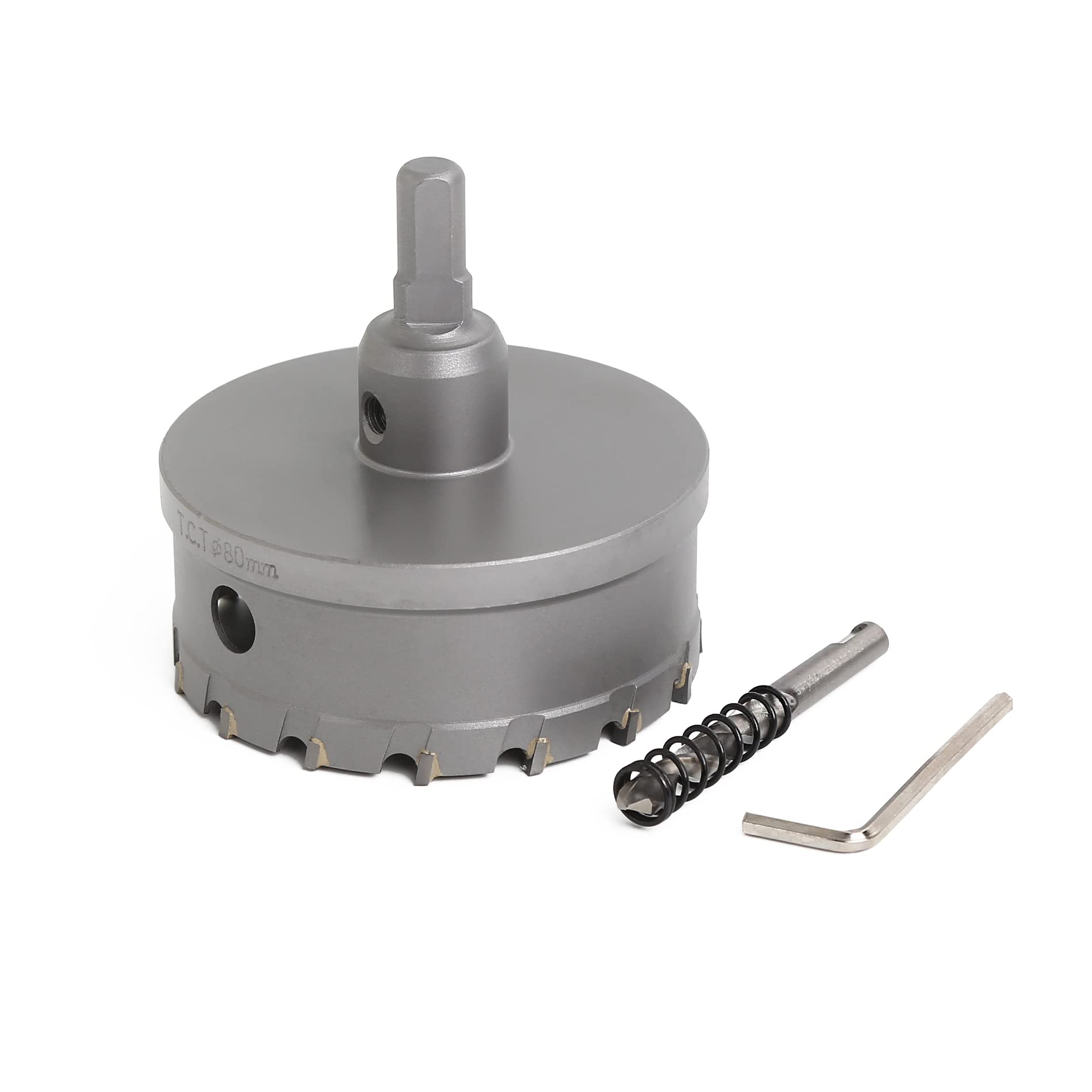 VTOOLS 80mm TCT Hole Saw Cutter with Pilot Drill Bit, Carbide Tipped for Hard Metal, Stainless Steel, and Wood, VT3131
