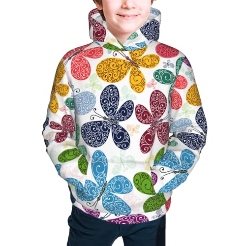 Colorful Butterflies Kids Pullover Hoodies Boys Sweatshirts Girls Athletic Clothes with Pocket2