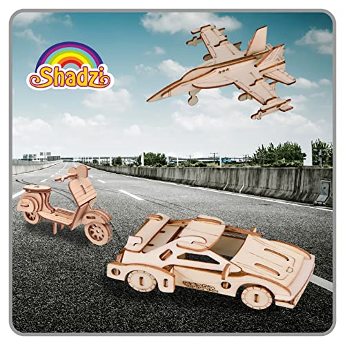 Wooden Puzzle 3D Miniature Vehicles Bundle Diy Set Wooden Model Kit 12 Pack, Model Building Craft, Puzzle Toys Games For Kids And Adults #TOP4