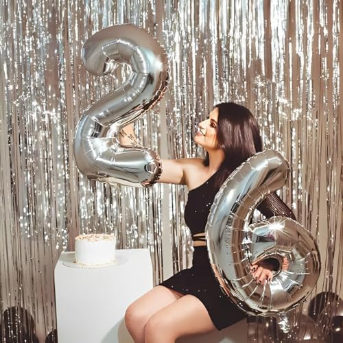 Image of TREND N ART Premium Metallic Foil Curtain 3x6 Ft Each for Party Decoration, Shimmer Backdrop for Birthday, Anniversary & Wedding, Easy to Hang Door & Wall Decoration Photo Booth (3, Silver)