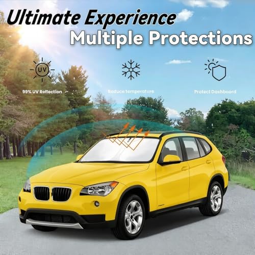 Image of Windshield Sun Shade for BMW X1 E84 2011-2015 Accessories | Front Window Sun Visor Protector & Heat Shield, 240T Sunshade Protection Blocks UV Rays Keep Your Car Cooler