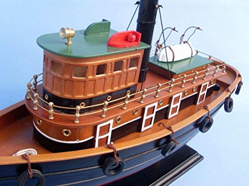 Hampton Nautical Wooden River Rat Tugboat Model Ship #TOP6