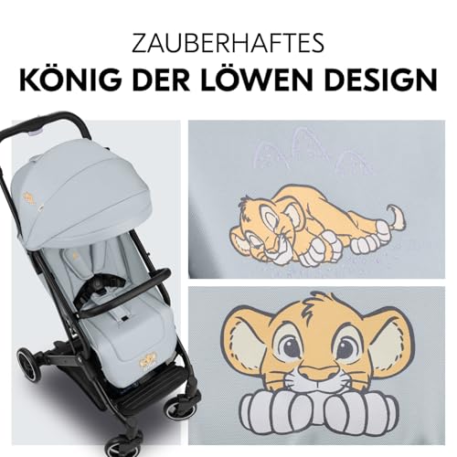 hauck Reise Buggy Travel N Care für Kinder ab Geburt bis 22 kg mit Liegefunktion, Ultraleicht - 6,9 kg, Einhändig Klein Zusammenklappbar, UPF 50+, EVA Räder, Korb bis 3 kg (Disney Simba)