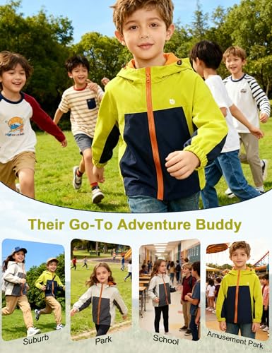 Image of Venzina Kids' Adventure-Ready Windproof Jacket Thermal-Insulated & Water-ResistantFixed Hood for Hiking, Camping, School