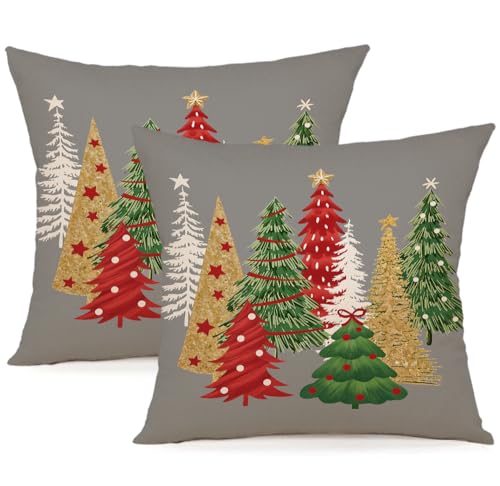 ZWJD Kissenbezug Weihnachten 40x40 2er Set Winterdeko Kissenbezüge...
