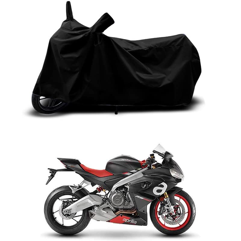 Image of 100% Scratchproof /UV-Rays /Heat Protection /Birds Dropping /Water Resistant /Dust Proof /Waterproof /Full Bike Scooty Two Wheeler Body Cover Compatible for Aprilia RS 660 All Varients[Black]