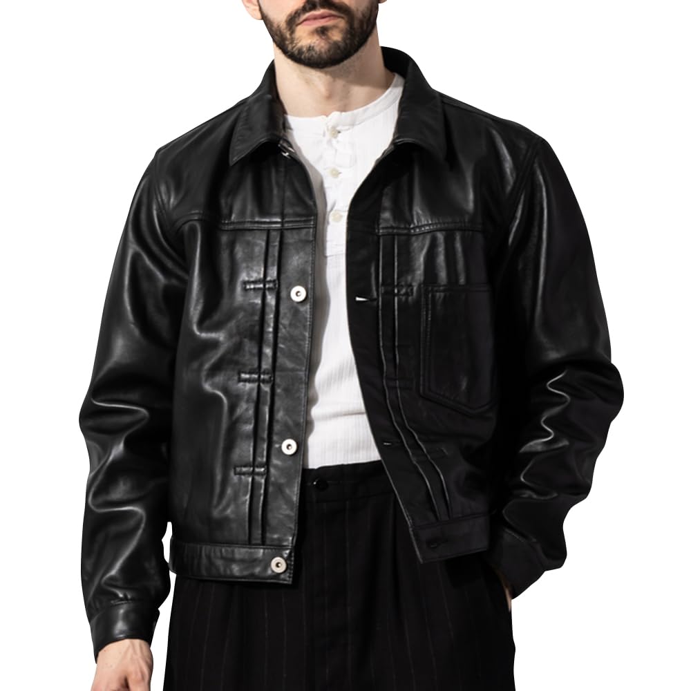 Amazon | [Liugoo Leathers] 本革 レザージージャン レザージャケット