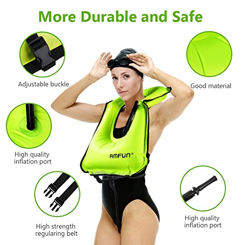 Amfun 2 Pack Snorkel Vest, Inflatable Swimming Vest For Adults, Adjustable Snorkeling Vest Swimming Jacket For Outdoor Kayaking Buoyancy Diving Surfing Water Sports Safety (Green) #TOP2
