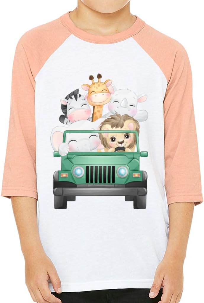 Cartoon Animals Kids' Baseball T-Shirt - Items for Kids