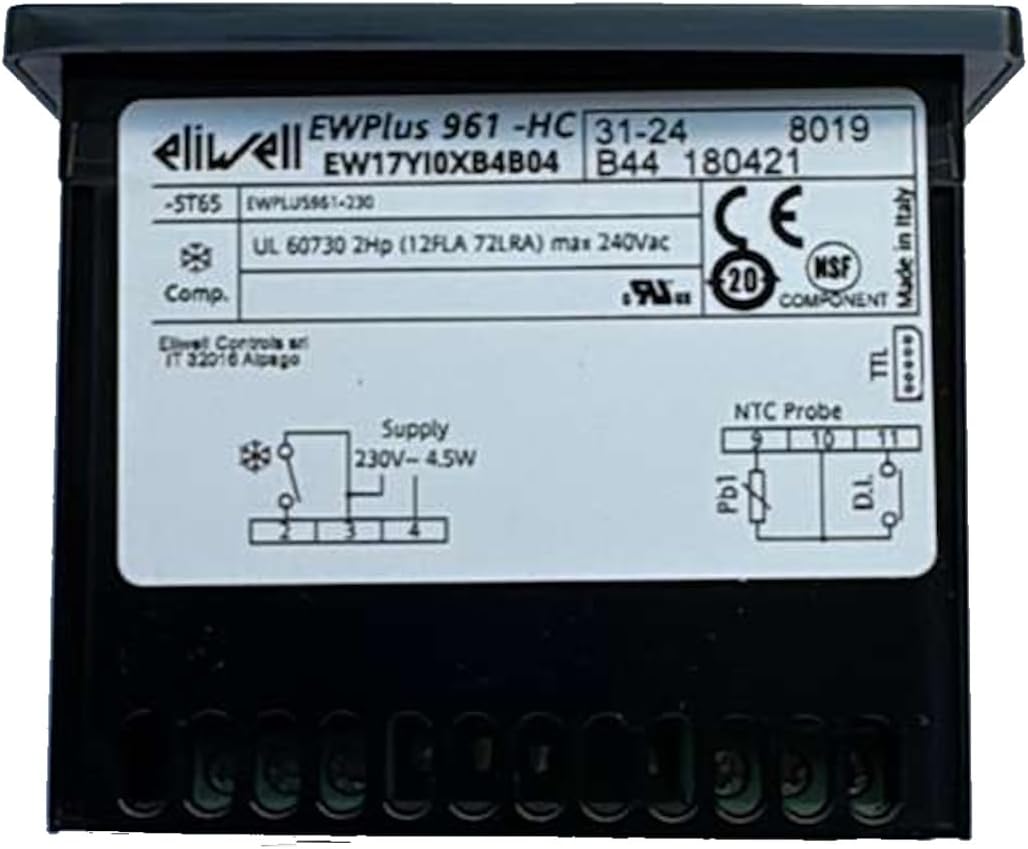 Genuine OEM Eliwell EWPlus 961 Digital Temperature Controller 230V with NTC Probe, Commercial Refrigeration Thermostat for Walk-in Coolers, Freezers & Refrigerated Display Cabinets