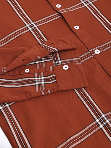 Image of Dennis Lingo Men's Plaid Blue Slim Fit Cotton Casual Shirt with Spread Collar & Full Sleeves