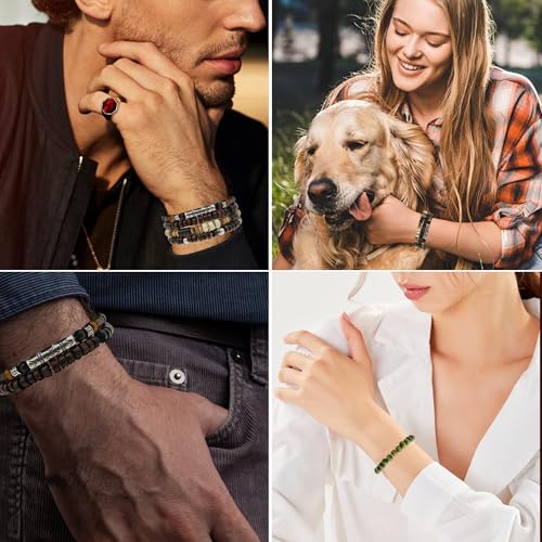Set de 5 pulseras de cuentas de madera con encanto y borla miniatura 4
