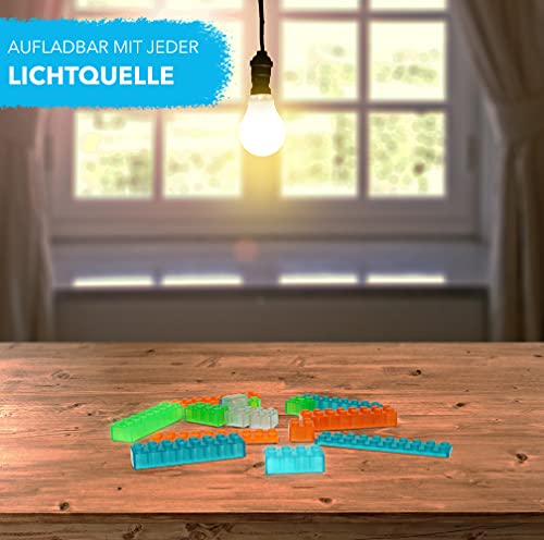 LUMENTICS Premium Leuchtsteine - Mehrfarbig - 104 Klemmbausteine in einem Set - leuchten im Dunkeln - nachleuchtend… – Bild 8