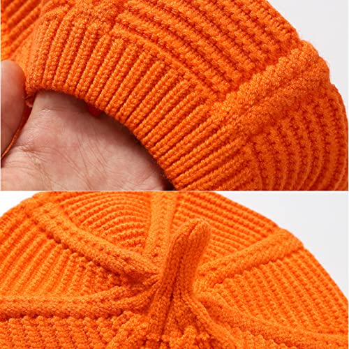 Little Girls Beret Hat French Artist Knit Hat Warm Knitted Beret for Kids Fashion Toddler Baby Beanie (Orange)4