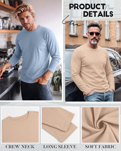 Image of August Alley 4 Pack Men's Big and Tall Cotton Shirts L-7XL, Long Sleeve Oversized Tops Loose Casual Large T-Shirts Basic Tee