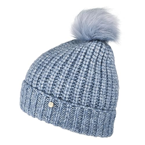Bonnet à pompon Failsworth Lily bleu : douceur et chaleur premium pour l'hiver