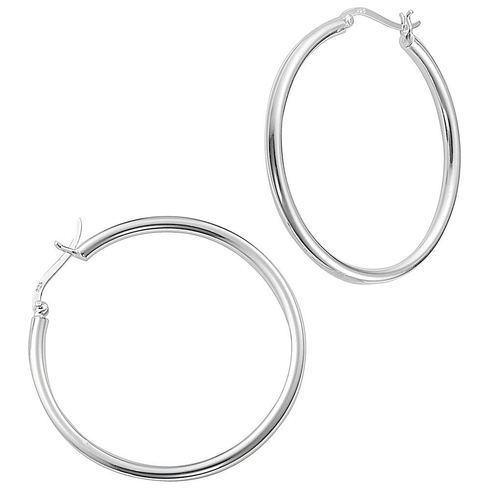 VINANI Klapp-Creolen aus 925 Sterling Silber I Nickelfreie Ohrringe für Damen I Glänzende Oberfläche mit Anlaufschutz I Allergikerfreundlich I Handarbeit in Juweliersqualität I 2CRG
