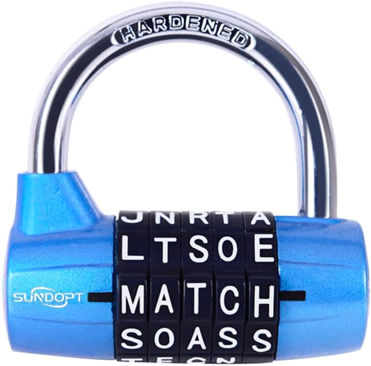 Gym Locker Lock,5 Letter Word Lock,5 Digit Combination Lock,Safety Padlock for School Gym Locker,Sports Locker,Fence,Toolbox,Case,Hasp Storage (Blue)