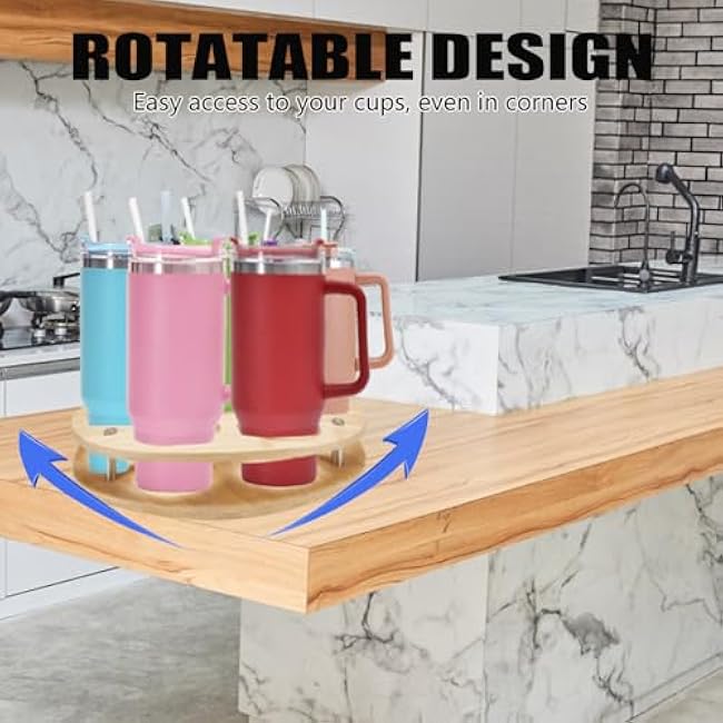 WEANGCW Water Bottle Organizer 40/30/20/14 oz with 7 Slots,Rotatable Cup Organizer Holder,Water Bottle Storage Rack for Stanley Cup Accessories, for Kitchen,Cabinet,Pantry Cabinet