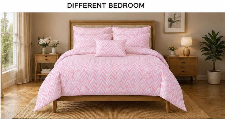 Image of NEW LEAF Cotton Fitted King Bedsheets with 2 Pillow Covers | Elastic Fitted | Wrinklefree | Ultrasoft |Winter Bedsheet 200 to 220 tc Floral | 78x72+10 Inches, Blush Pink