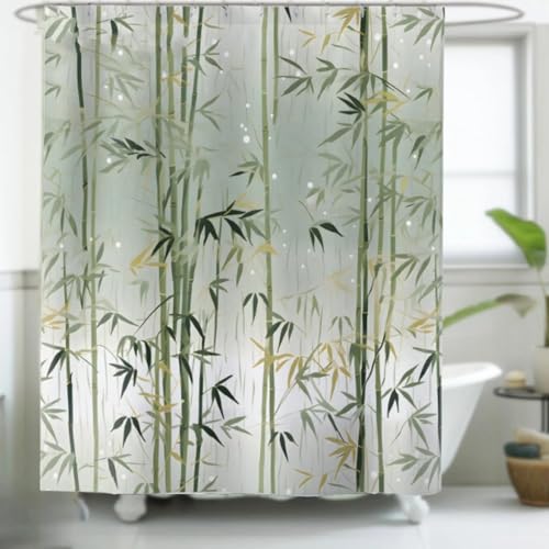 HNBFKD Bamboo Shower Curtain Bathroom Decor Minimalist Pattern Modern Design