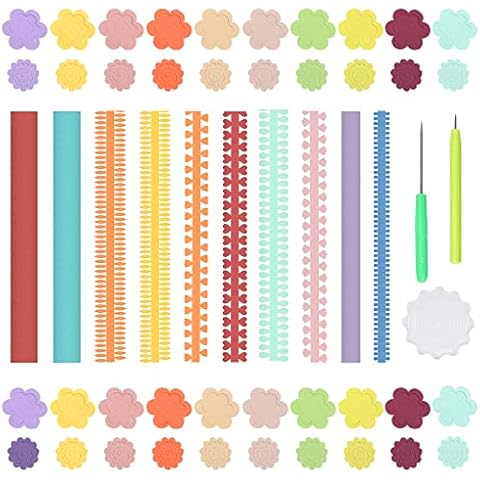 YONGORHEX 143 Stück Papier Streifen Quilling Werkzeug Set Papier Quilling in Blumenmuster (100) und 5,2/7,5CM Quilling Papierstreifen in Rosemuster (40) mit Stiftspitze, Palette, Stift für DIY Cover
