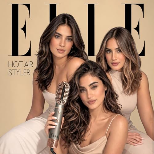 Image of ELLE 3-in-1 Dryer, Straightener & Volumizer I Hot Air Brush for Women | Anti-Frizz Ionic Technology | 2X Shine, 70% Less Frizz | Salon Style Blow Dry Finish at Home